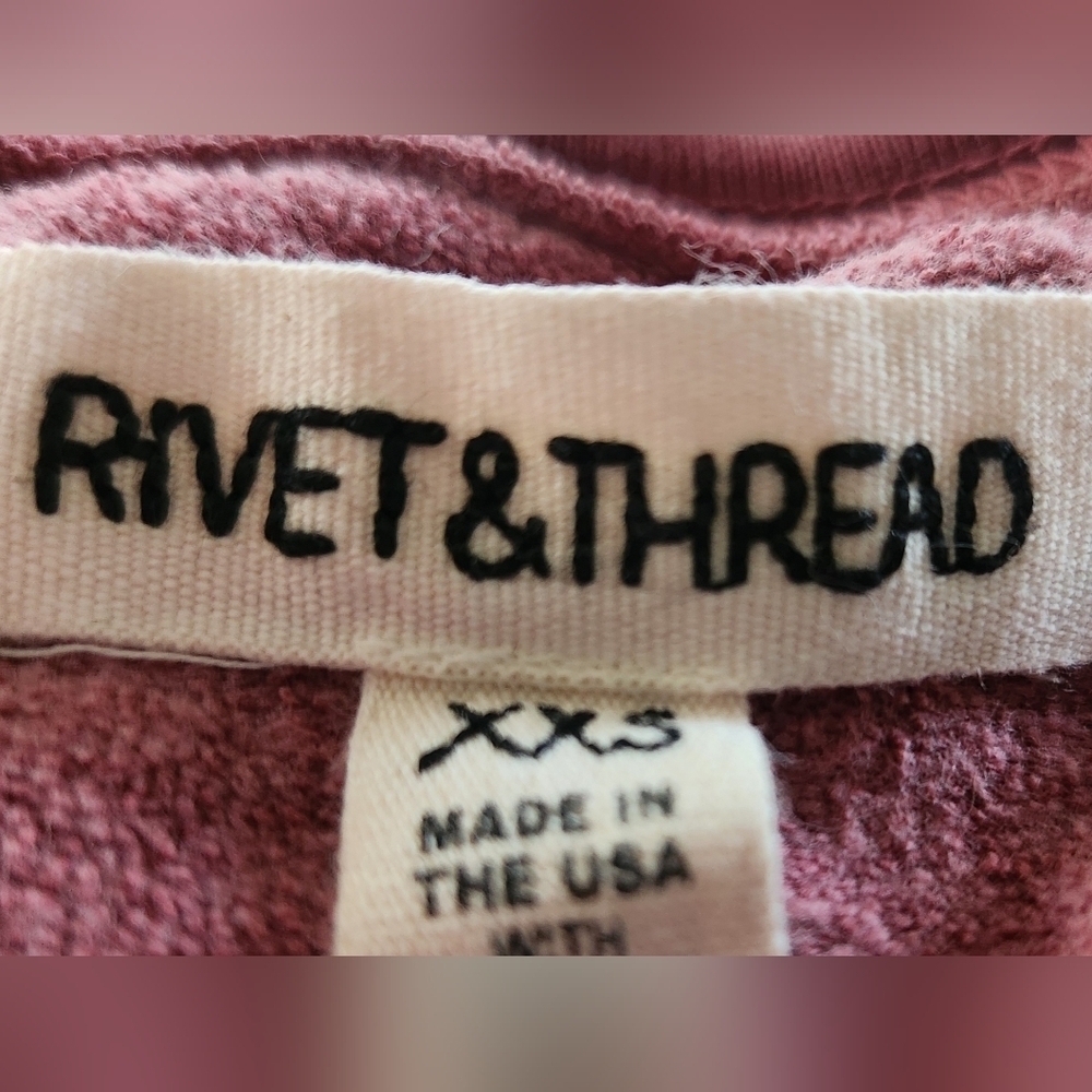 Madewell Rivet & Thread HTF Sweatshirt Garnet Cotton Relaxed Fit XXS Made In USA - Picture 12 of 13